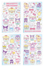 Sanrio Hello Kitty & Friends Cupcake Sticker Pack featuring 8 sticker sheets with Hello Kitty, My Melody, Kuromi, Pompompurin, Cinnamoroll, Keroppi and Badtz-Maru dessert-themed stickers