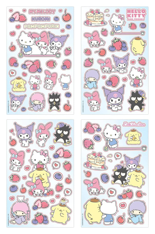 Sanrio Hello Kitty & Friends Everyday Sticker Pack featuring 8 sticker sheets with Hello Kitty, My Melody, Kuromi, Pompompurin, Little Twin Stars and Badtz-Maru designs