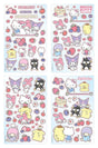 Sanrio Hello Kitty & Friends Everyday Sticker Pack featuring 8 sticker sheets with Hello Kitty, My Melody, Kuromi, Pompompurin, Little Twin Stars and Badtz-Maru designs