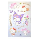 Kuromi pastel vivid sticker sheet featuring floral decorations and Sanrio character artwork