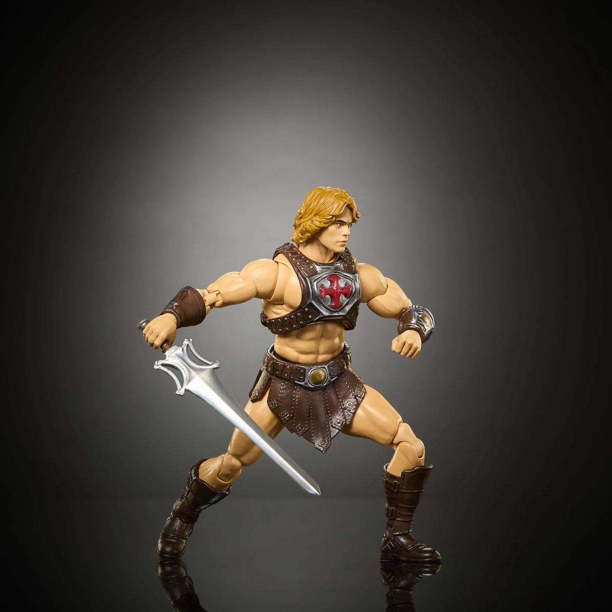 He-Man Masters of the Universe figure posed for combat against the forces of Skeletor