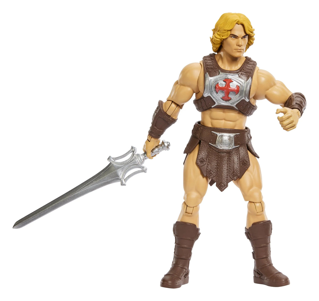 He-Man Masters of the Universe action figure posed for battle with Power Sword