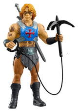 He-Man (Warpaint) action figure holding grappling launcher and movie-inspired accessories.
