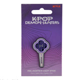 HUNTRIX lightstick pin on official KPop Demon Hunters packaging