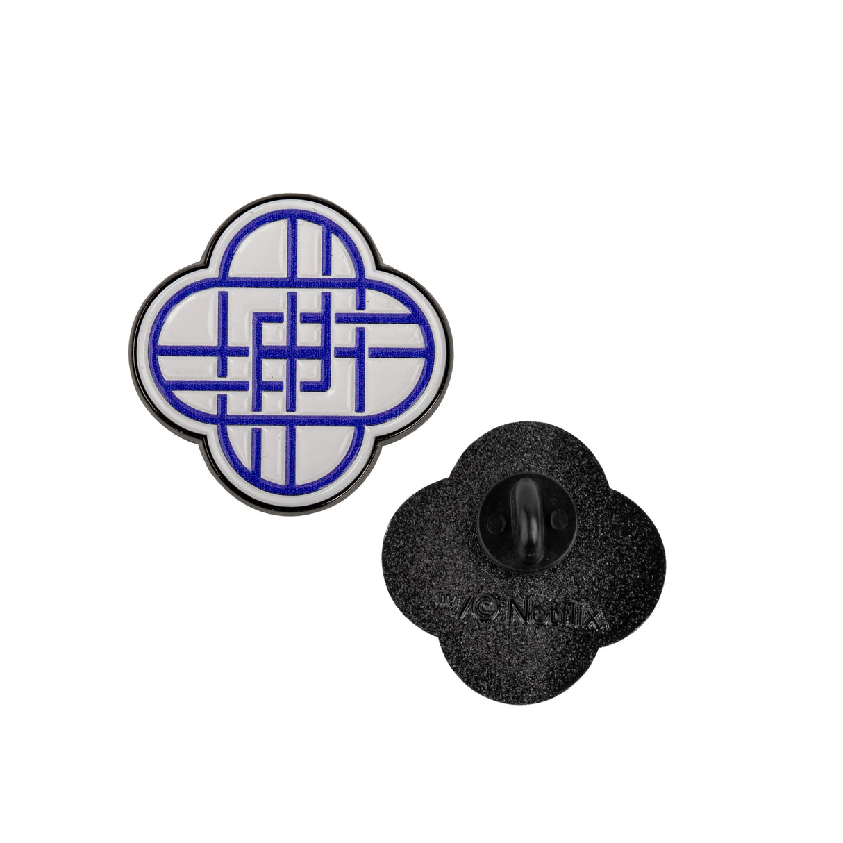 HUNTRIX logo pin front and back view showing secure backing