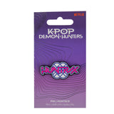 HUNTR X pin on official KPop Demon Hunters packaging