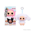Hyojo x Hello Kitty and Friends Blind Box featuring Cinnamoroll-inspired plush keychain with white floppy ears and collectible packaging.