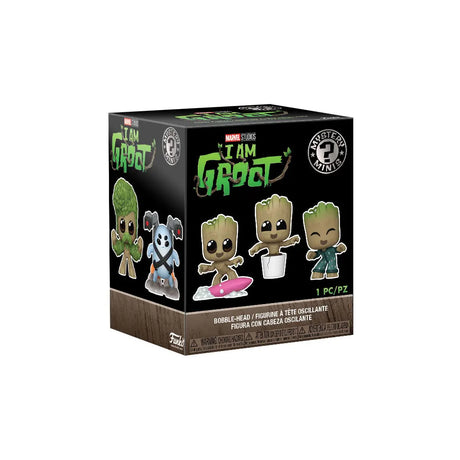 Funko I Am Groot Mystery Mini Blindbox packaging showing Groot figure designs.