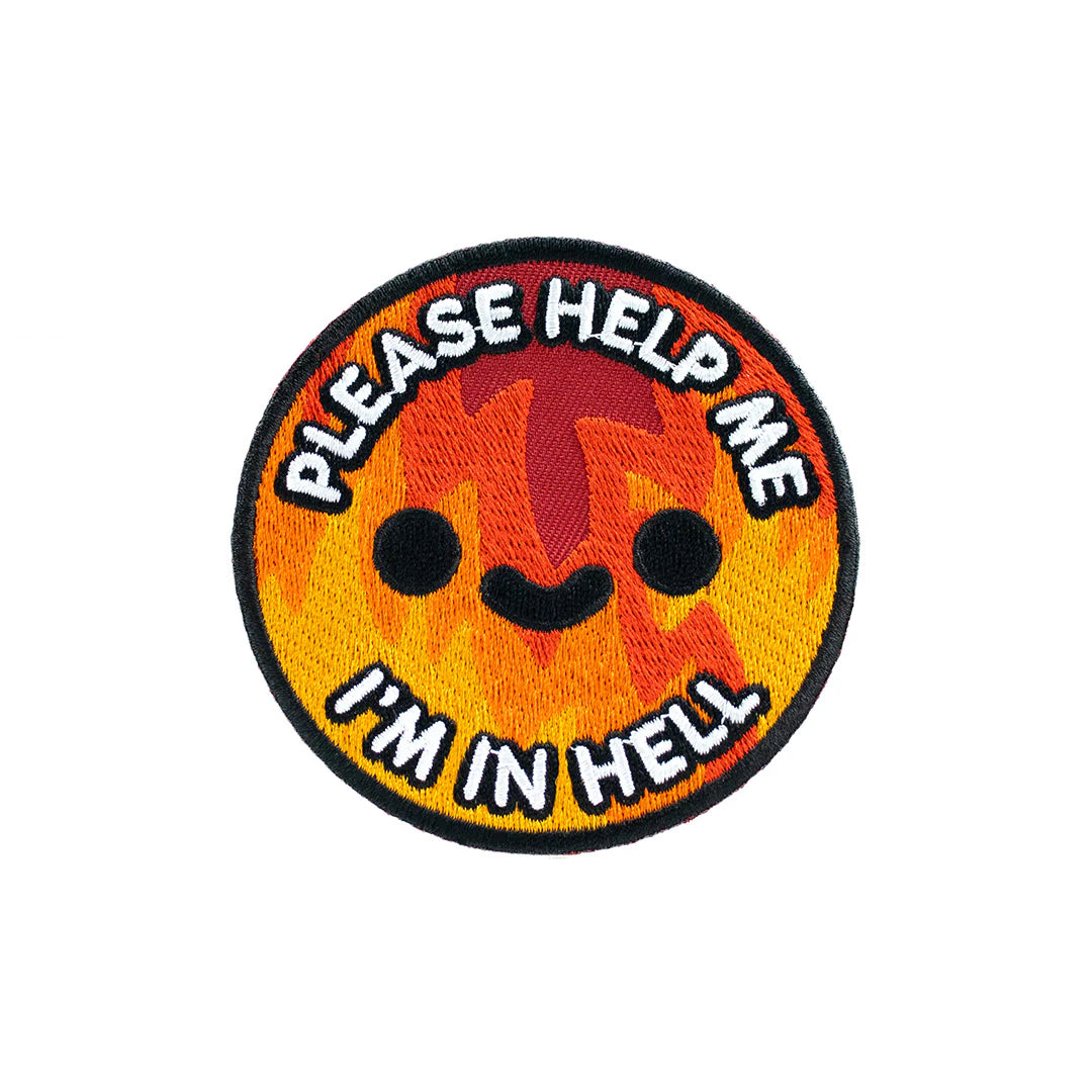im in hell sticker patch embroidered flame face 100% soft patch