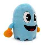 Inky Ghost Pac-Man plush figure side view highlighting rounded top and jagged base