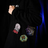 Packaging of Iron Maiden patch set with 3 self-adhesive embroidered patches