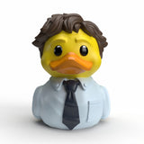 Front view of Jim Halpert Mini TUBBZ duck with classic Jim expression
