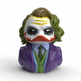Front view of Mini Joker TUBBZ duck with iconic face paint and green vest