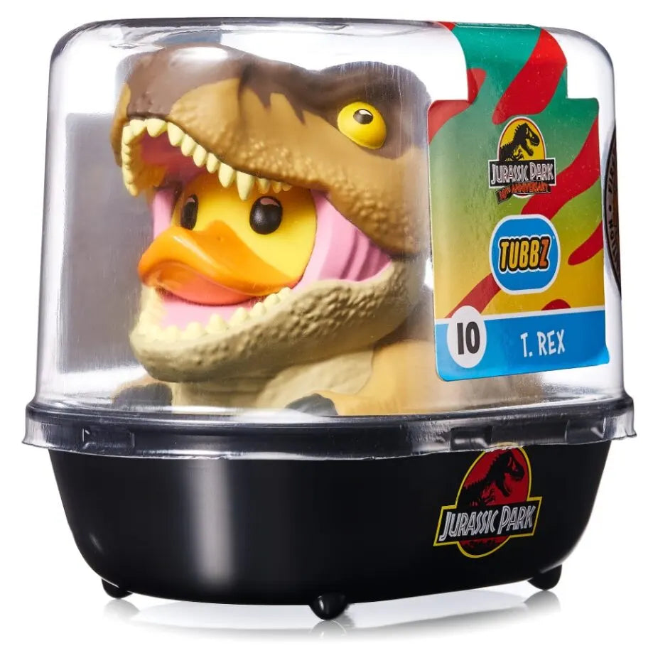 Official TUBBZ packaging of T-Rex duck collectible