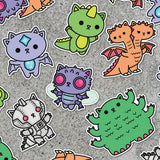 kaiju kitties sticker pack cute monster cat vinyl stickers 100% soft