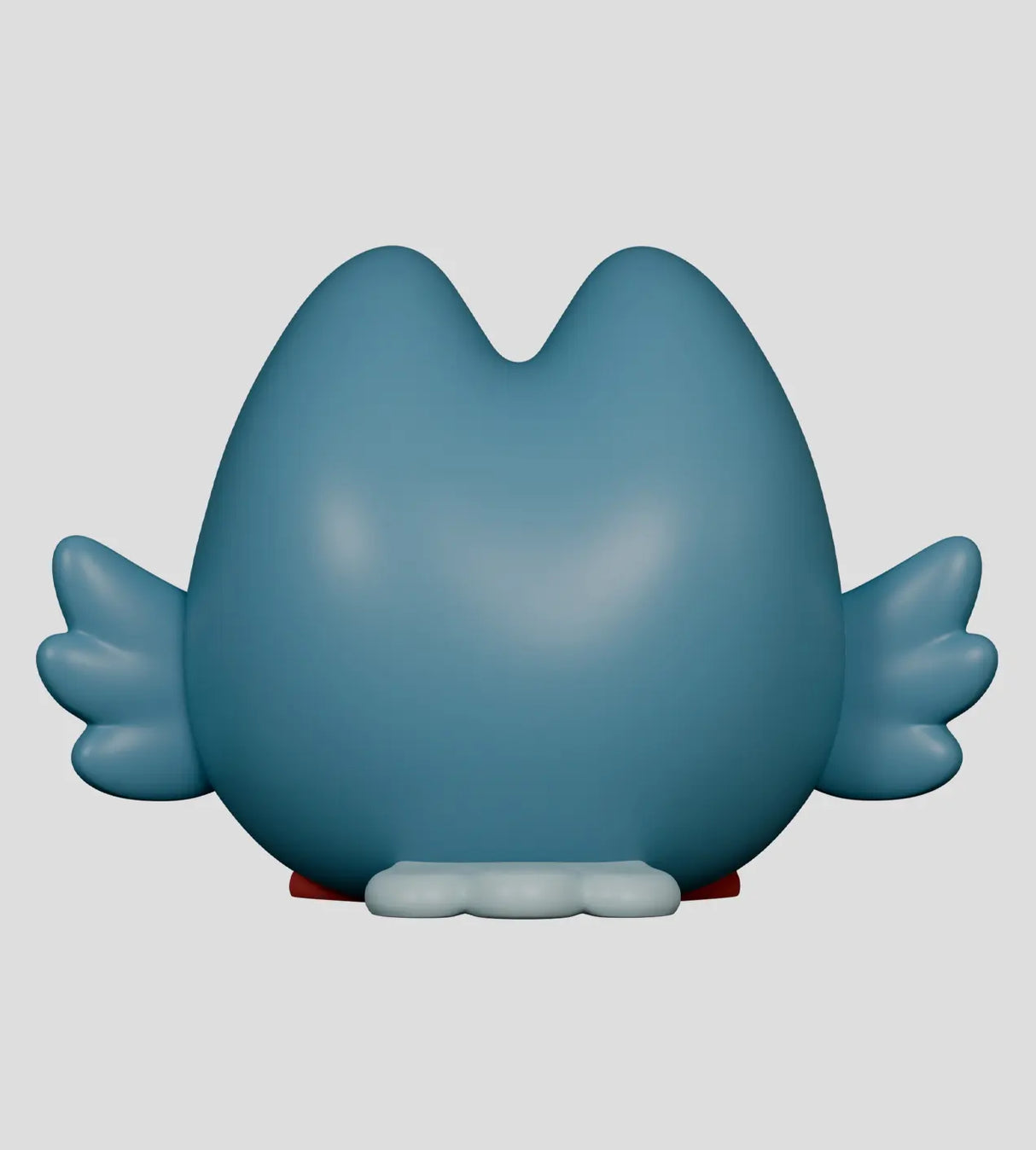 Kairos the Owl vinyl figure back view with smooth blue surface and wings