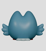 Kairos the Owl vinyl figure back view with smooth blue surface and wings