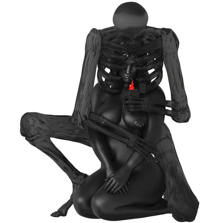 Front view of Keep Me In Your Heart (Spectre Edition) statue by Matt Bailey showing skeleton embracing woman.
