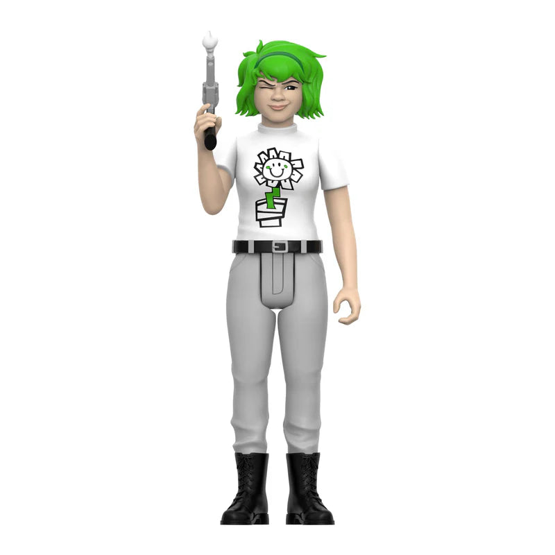Front view of Kerplunk Girl Green Day ReAction Figure holding smoking gun accessory