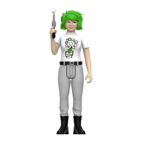 Front view of Kerplunk Girl Green Day ReAction Figure holding smoking gun accessory