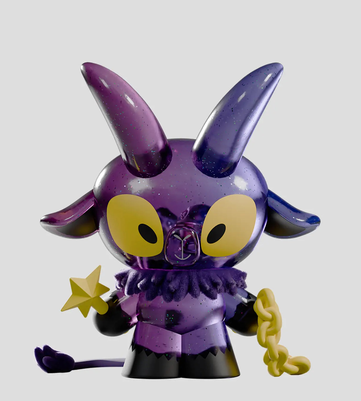 Purple translucent Kid Krampus collectible figure with star and yellow chain