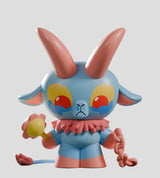 Blue and pink crying Kid Krampus collectible figure with flower and pink chain
