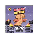 Kimbap & Gimbap Kaiju Kitties enamel pin on branded Kaiju Kitties backing card by 100% Soft