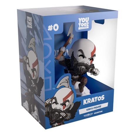 Youtooz packaging for Kratos figure featuring Nordic artwork and display window.