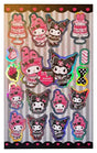 Sanrio Pink Black Party sticker sheet featuring Kuromi and My Melody anniversary-themed holographic stickers
