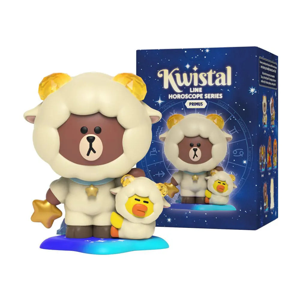 Aries-themed Brown in a fluffy ram costume holding star and Sally in matching outfit from Kwistal series.