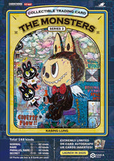 Close-up of The Monsters Series 3 Chrome trading card featuring Labubu artwork by Kasing Lung