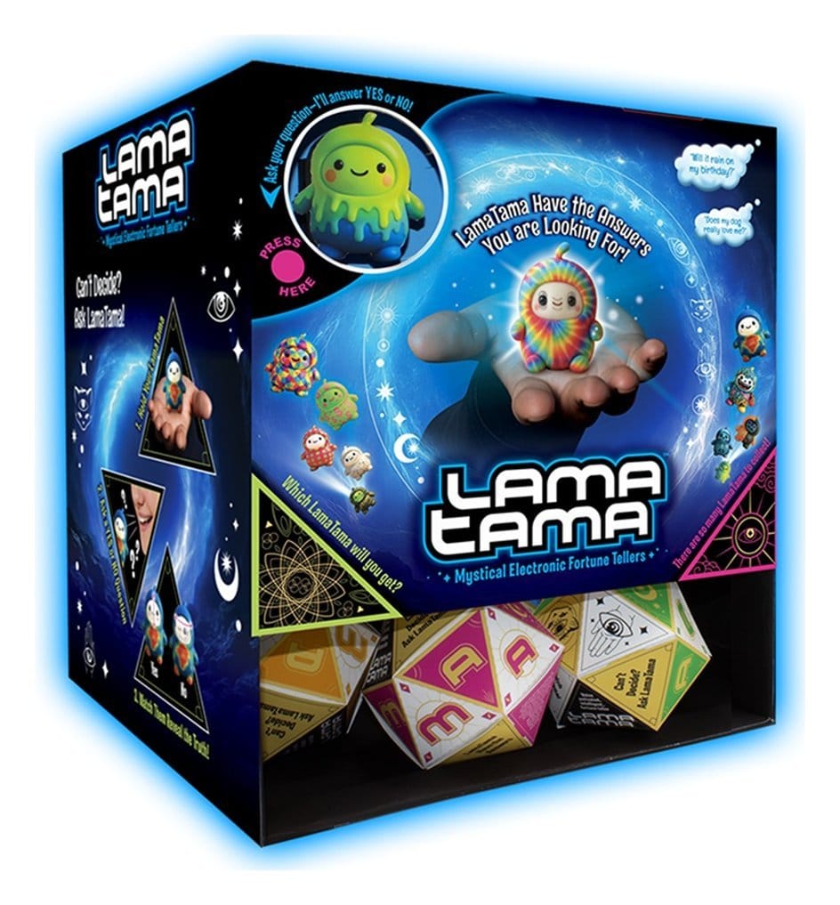 LamaTama Series 1 counter display box with multiple blind boxes and demo figure.
