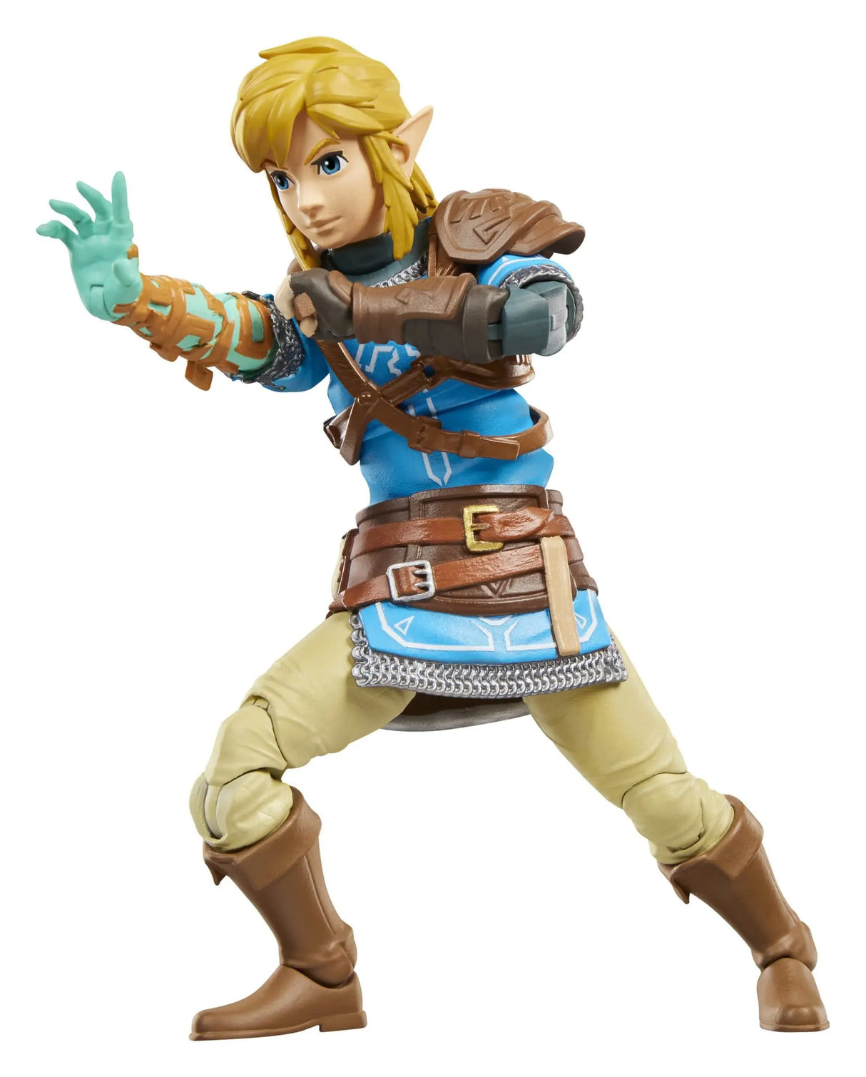 Link Tears of the Kingdom action figure using the Zonai arm ability.