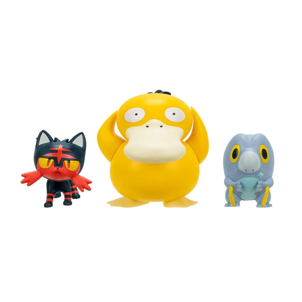 Litten, Psyduck and Frigibax Pokémon Battle Figures by Jazwares