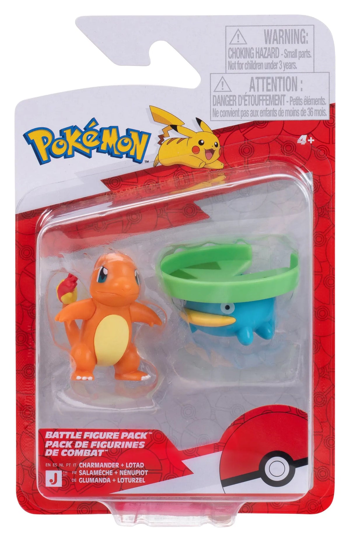 Lotad and Charmander Pokémon Battle Figure Pack in packaging