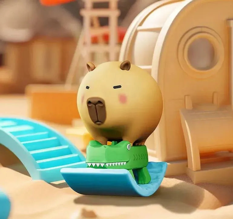 Riding a Crocodile Capybara figure balancing on a crocodile rocker in the Luck Moai Capybara Series