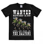 Black T-shirt featuring “Wanted Reward $350” design with the four Dalton brothers from Lucky Luke in cartoon style.