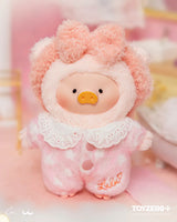 Pink LuLu The Piggy Dreaming Wonderland plush keychain wearing fluffy pajamas and lace collar