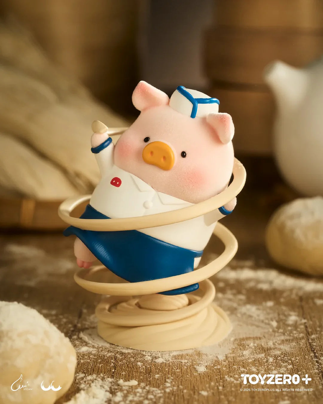 LuLu the Piggy baker figure spinning dough from Lu's Table Blind Box.