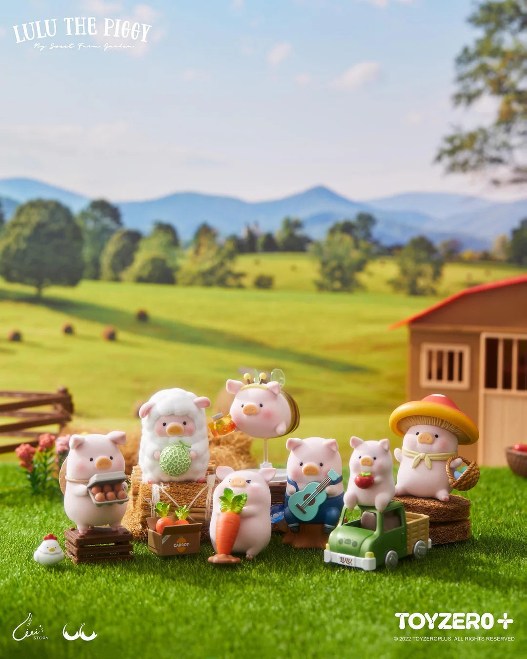 LuLu The Piggy My Sweet Farm Garden Series Blind Box collection featuring farm-themed pig figures and countryside accessories