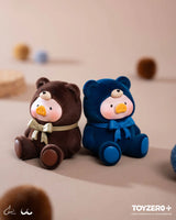 Flocked brown and navy blue LuLu The Piggy Teddy Mini figures with soft velvet-like texture