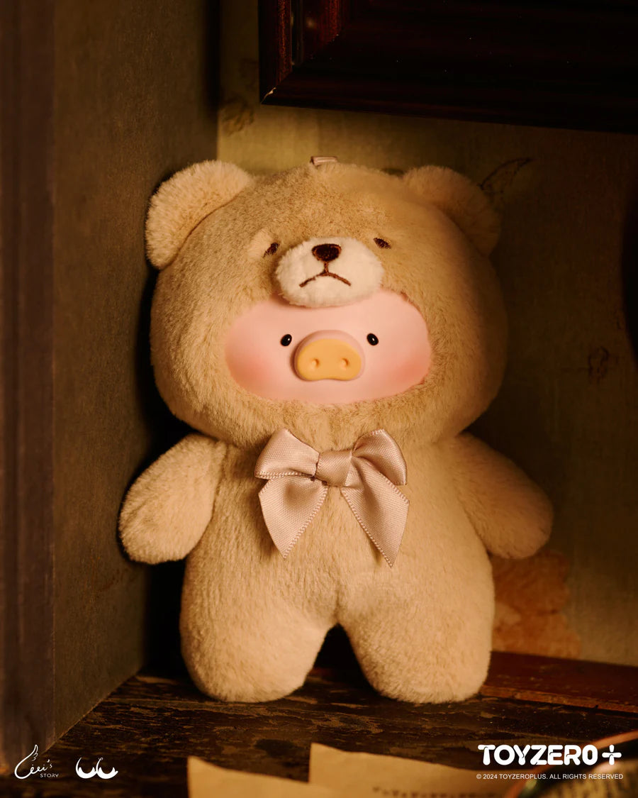 LuLu the Piggy Vintage Teddy Shop figure in cream teddy costume with yellow ribbon bow.