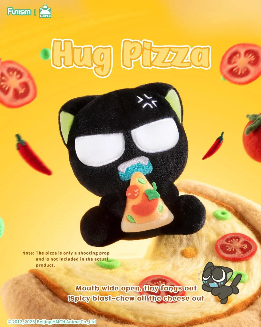 Luo Xiaohei Hug Plush Pendant Series Hug Pizza plush keychain holding a slice of pizza