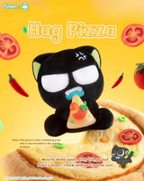 Luo Xiaohei Hug Plush Pendant Series Hug Pizza plush keychain holding a slice of pizza