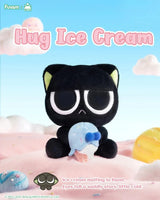 Luo Xiaohei Hug Plush Pendant Series Hug Ice Cream plush keychain holding a melting blue ice cream cone
