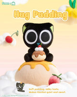 Luo Xiaohei Hug Plush Pendant Series Hug Pudding plush keychain holding a caramel pudding dessert