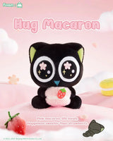 Luo Xiaohei Hug Plush Pendant Series Hug Macaron plush keychain holding a pink strawberry macaron