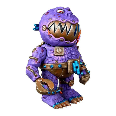Side view of Clang Fang Madballs action figure showing cyberpunk bolts and texture