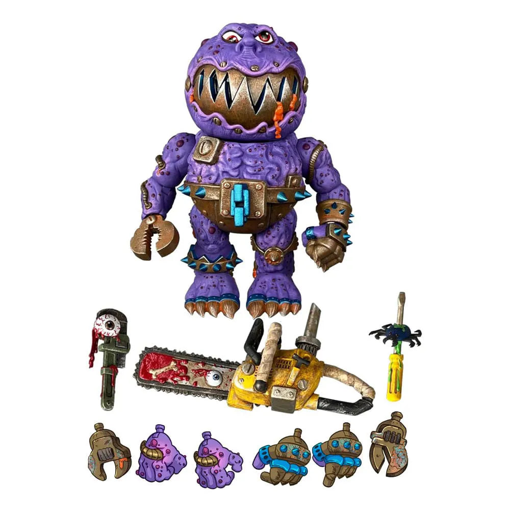 Complete view of Clang Fang action figure with swappable hands and accessories