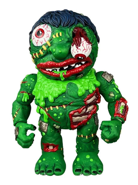 Front view of Madballs Slobulus action figure in green with exposed guts and one bulging eyeball.